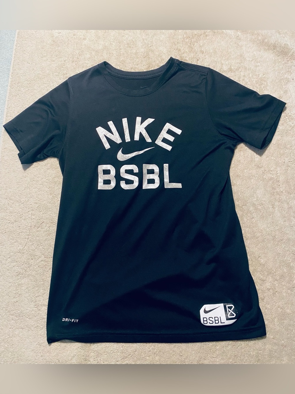 Nike BSBL Baseball youth boys size large black and white t shirt